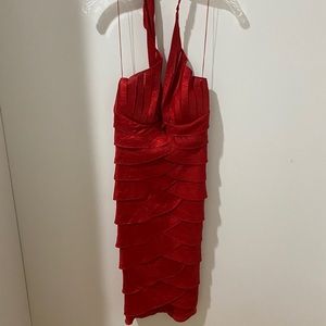 Red halter dress